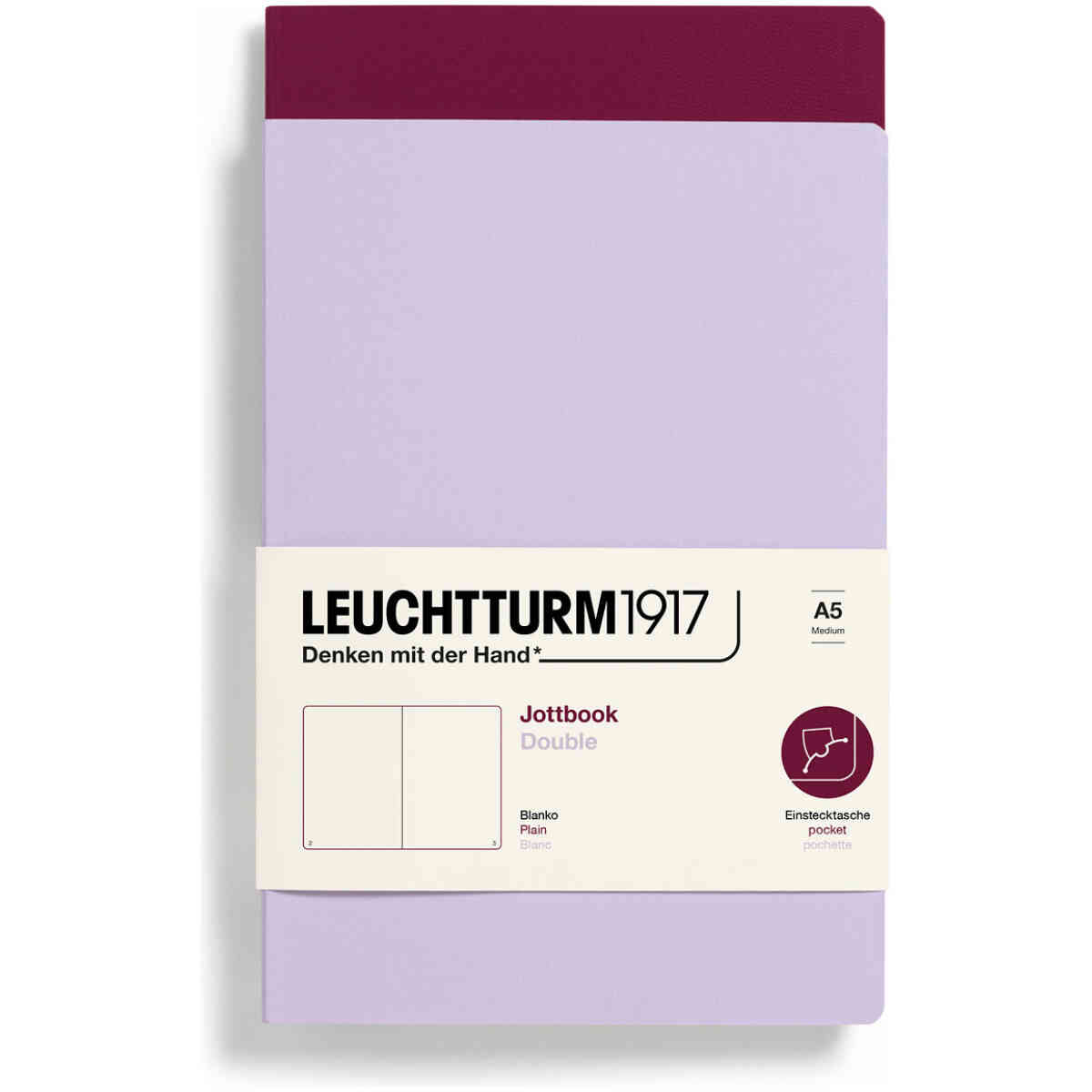 Leuchtturm1917 Jottbook A5 Olinjerad Lilac/Port Red