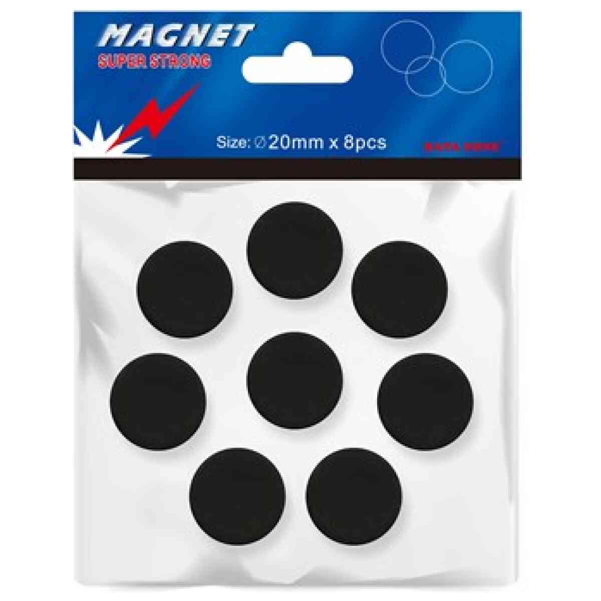 Magnet 20mm 8/set svart