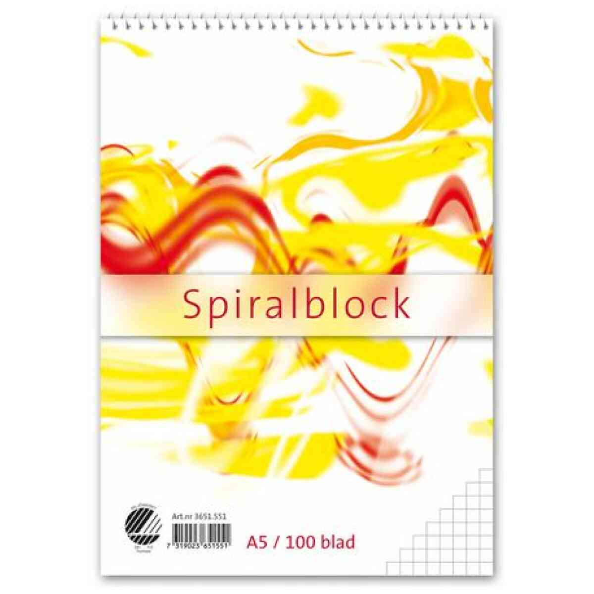 Spiralblock A5 60g 100 blad rutat