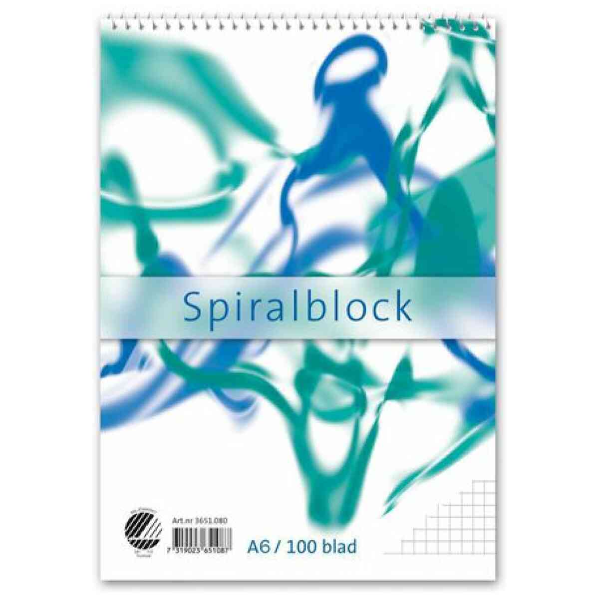 Spiralblock A6 60g 100 blad rutat