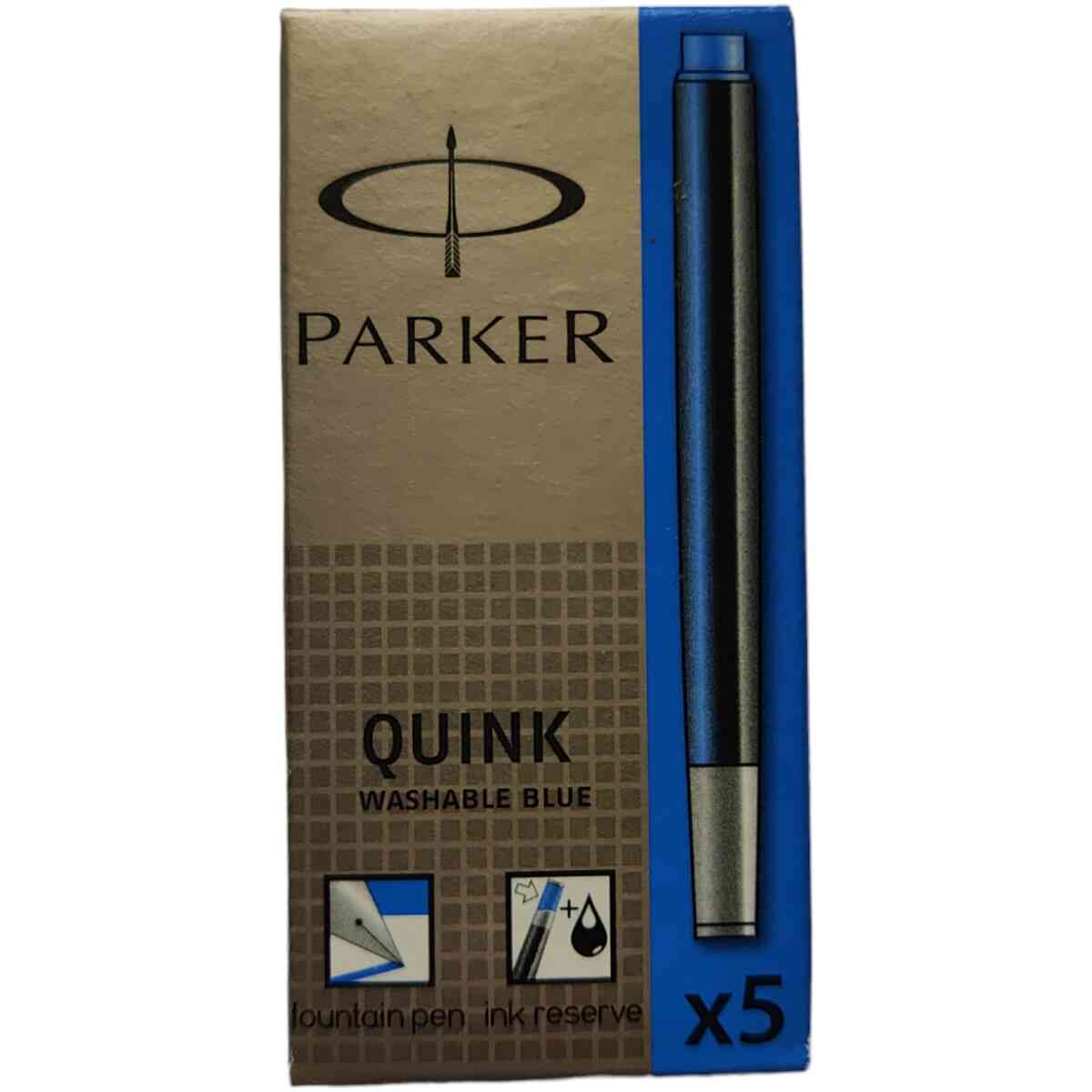 Parker Ink Cartridge Quink Ink Washable Blue (5)