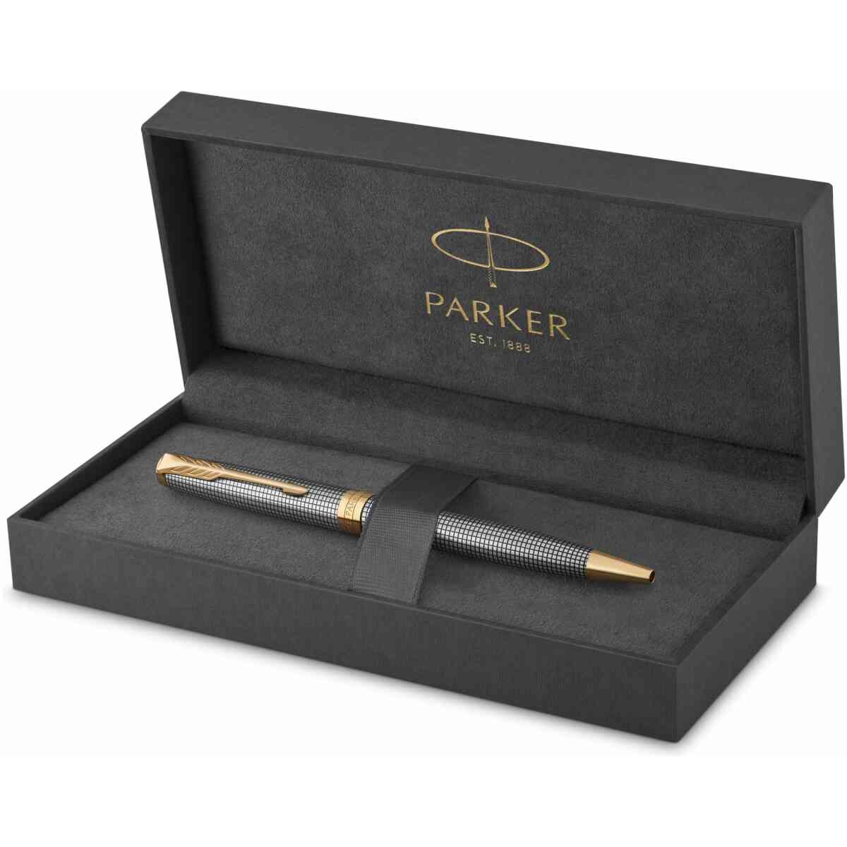 Parker Sonnet Chiselled Silver G.T Ballpen M Black