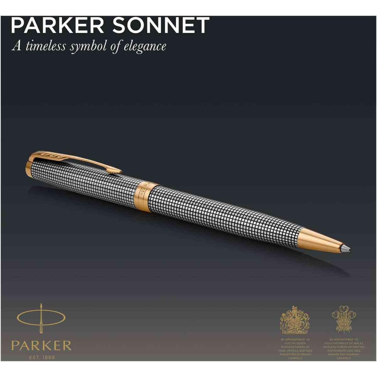 Parker Sonnet Chiselled Silver G.T Ballpen M Black - Bild 2