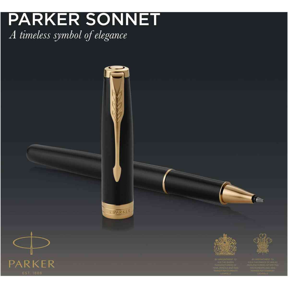 Parker Sonnet Black Lacquer G.T Rollerball F Black - Bild 2