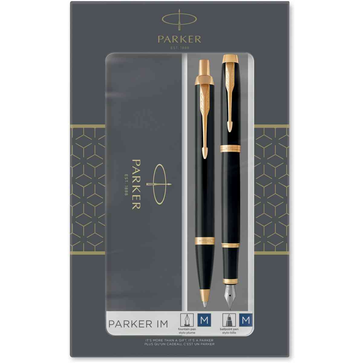 Parker Duo Set IM Black G.T. Ballpoint and Fountain Pen M Blue ink