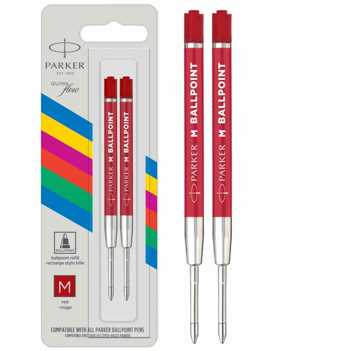 Parker Ballpen economy refill Quinkflow M Red 2-Blister