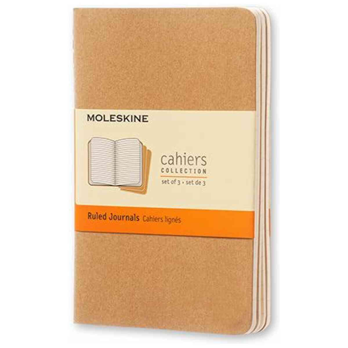 Cahier Journal Linjerad Pocket Kraft 3-Pack