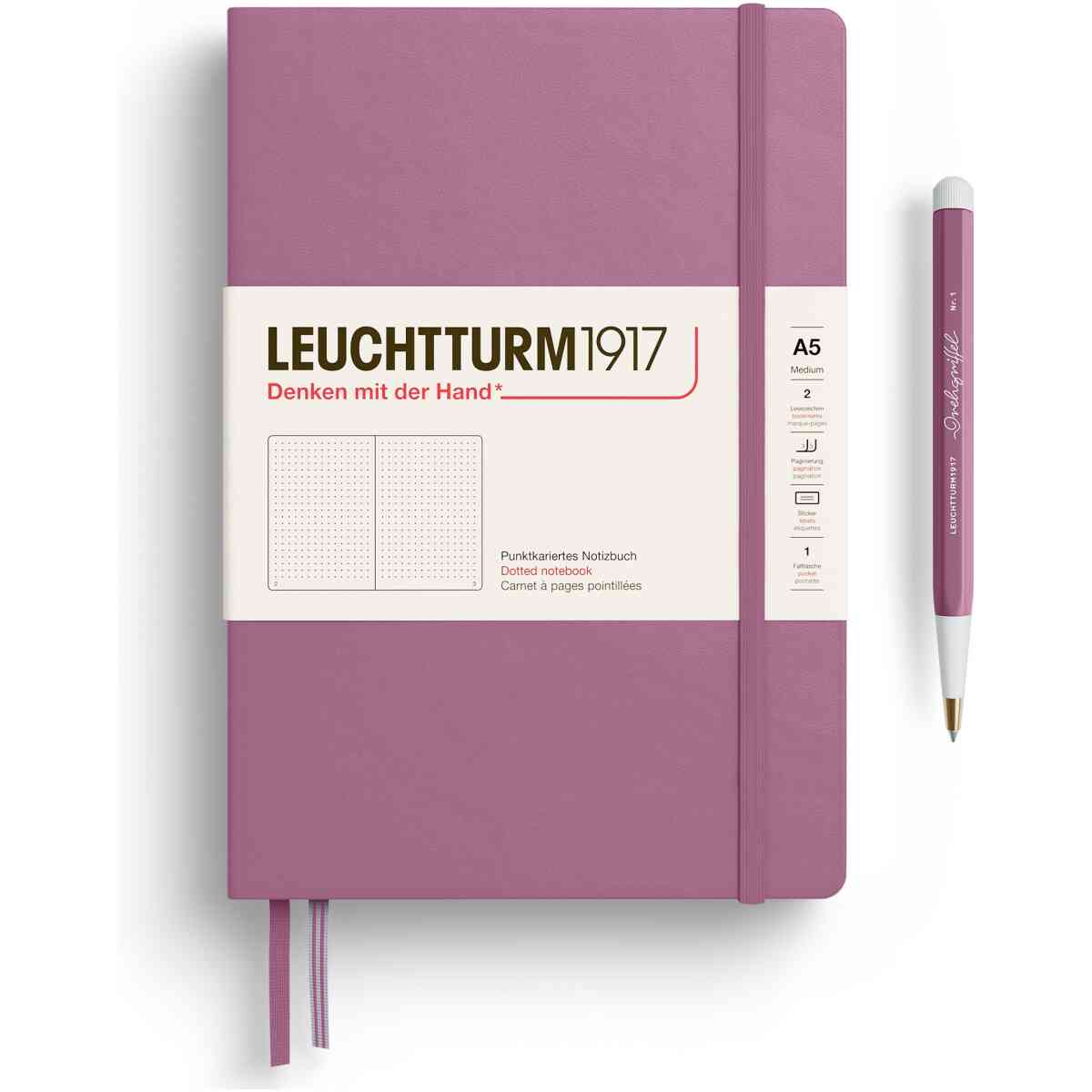 notebook medium a5dusty rose dotted