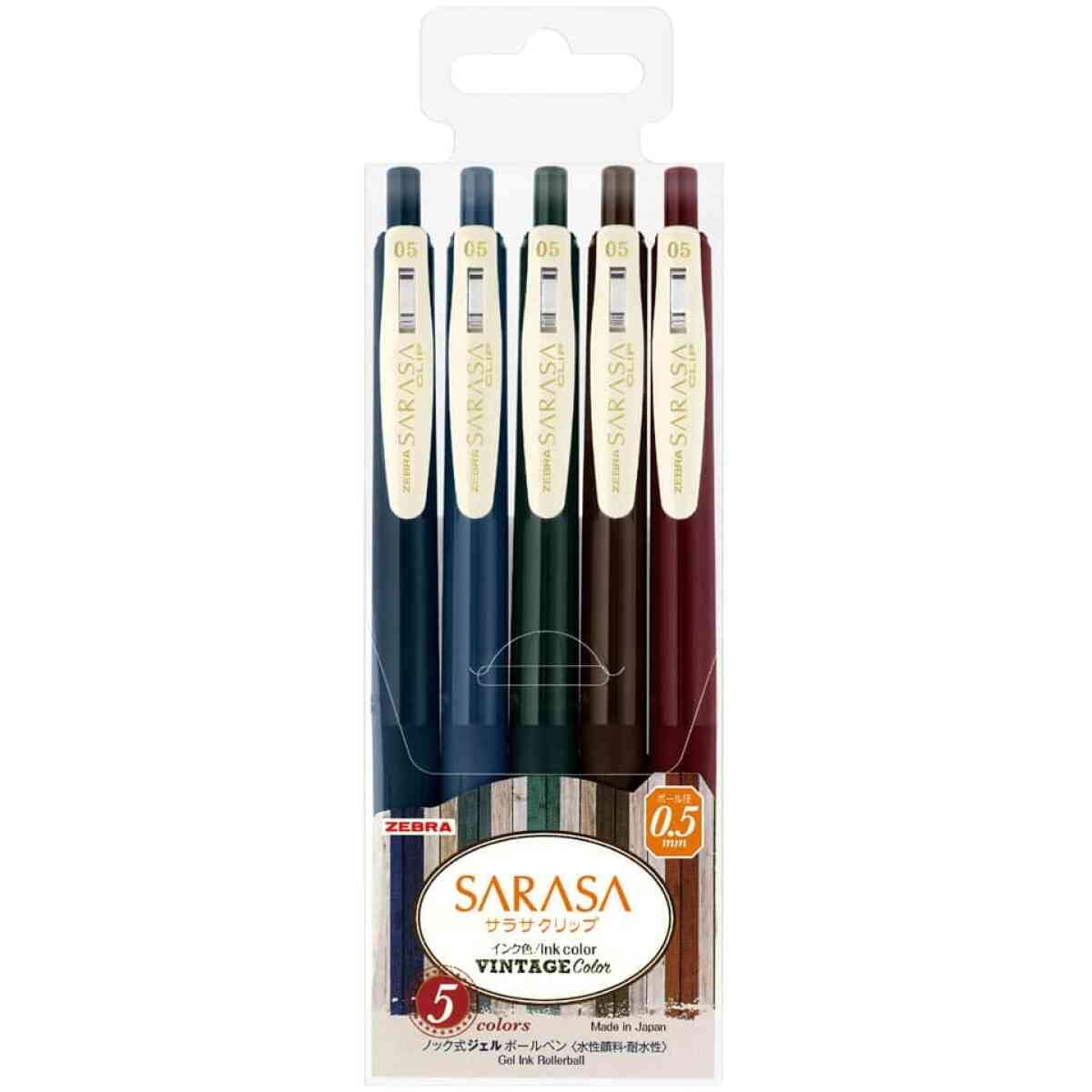 sarasa clip gel vintage gel pen 5 piece set