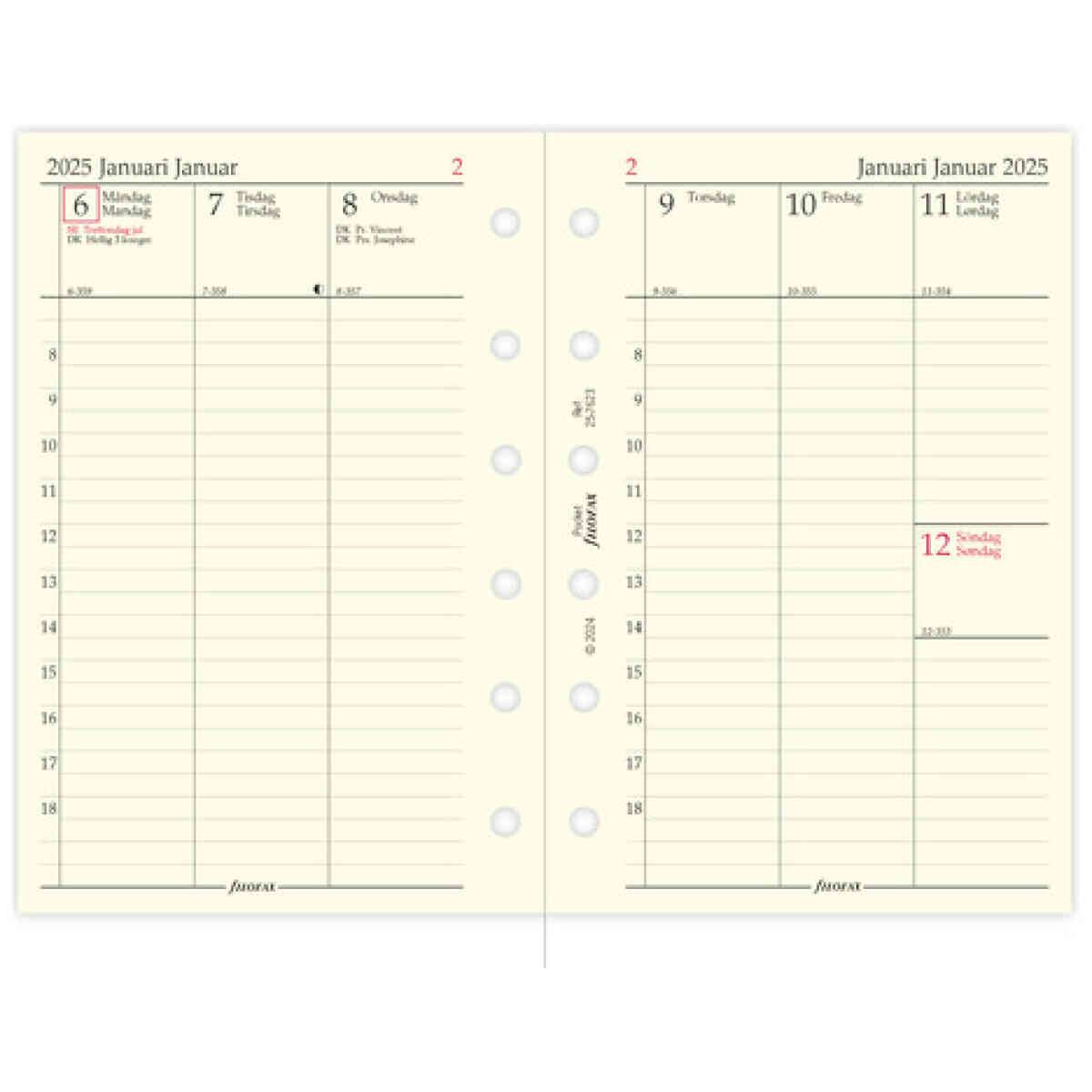Dagbok Pocket 2025 Vecka Per Uppslag Vertikal Svensk/Dansk/Norsk - Bild 3