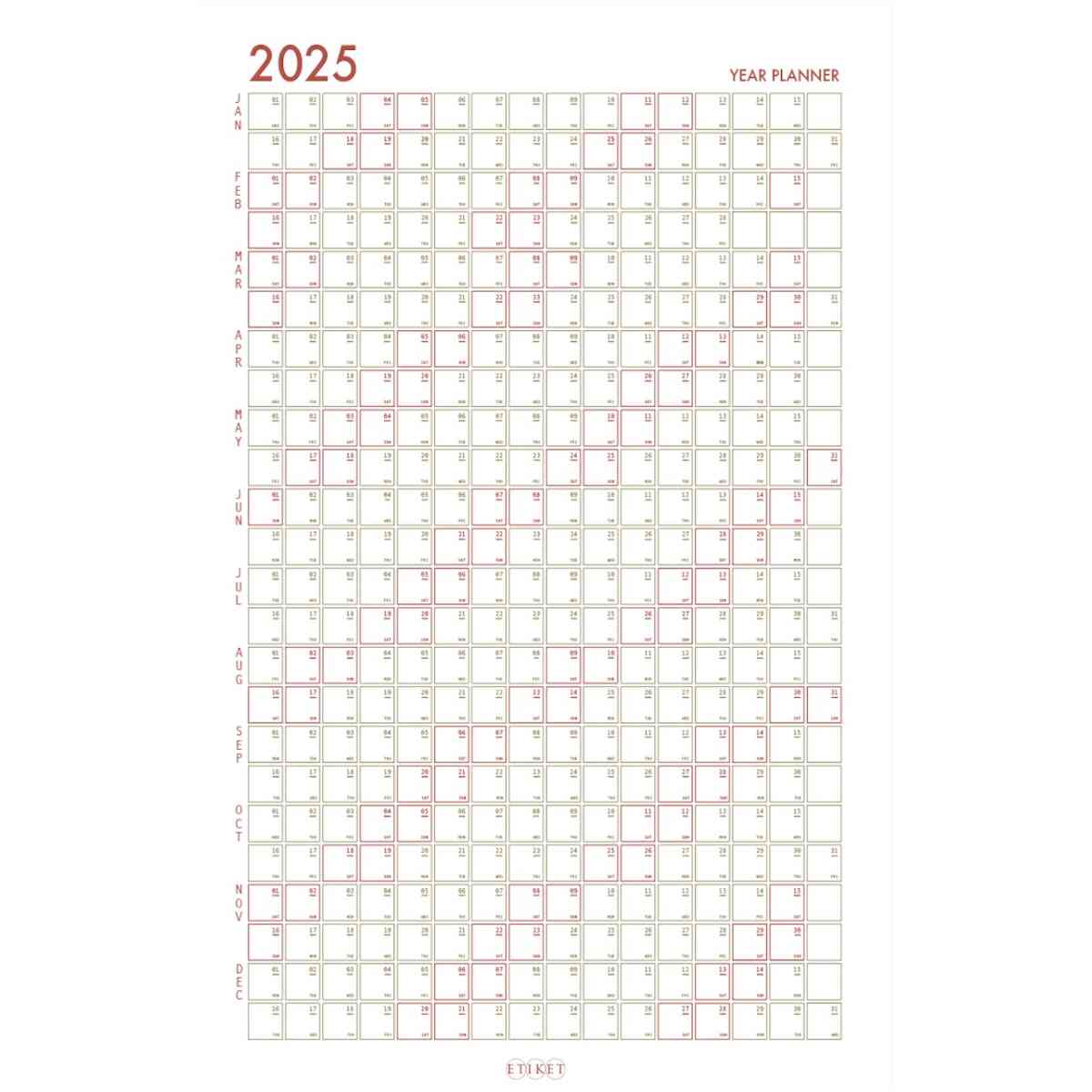 Etiket Year Planner 2025