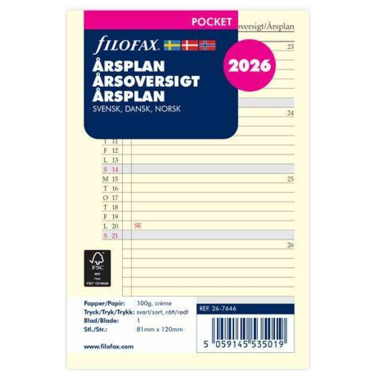 Årsplan Pocket 2026 Svensk/Dansk/Norsk