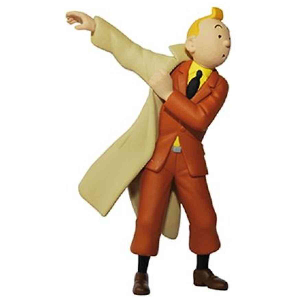 Tintin tar på sig trenchcoat Plastfigur - 8,5 cm