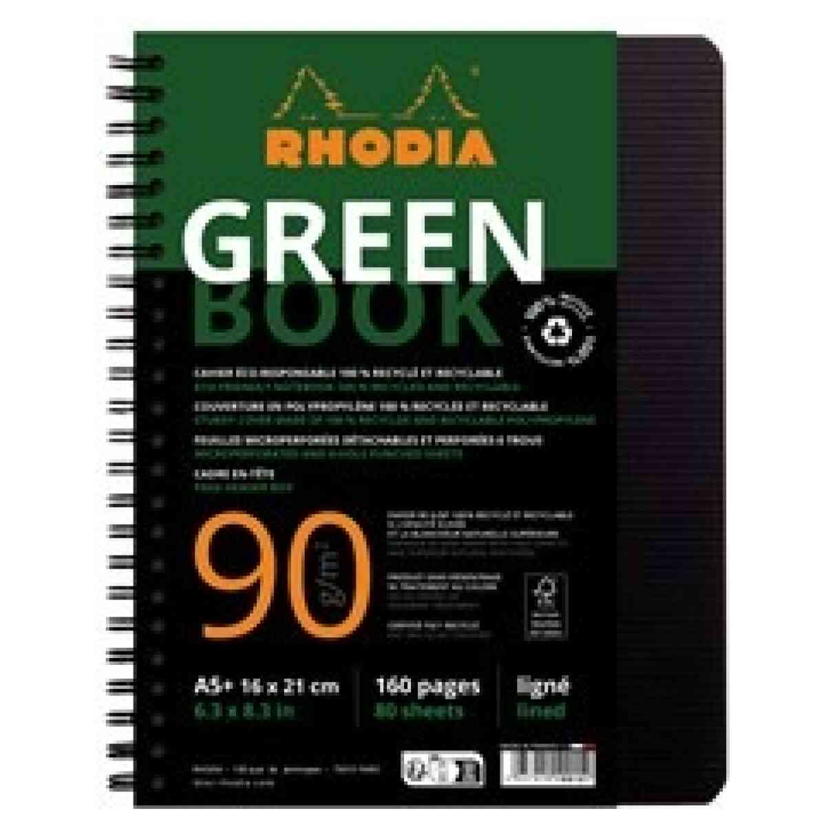 Rhodiactive GreenBook A5+ 80sh lined RECY