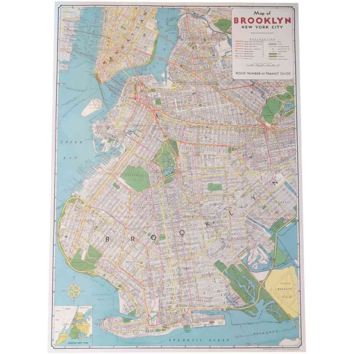 Map of Brooklyn (New York City) - Poster