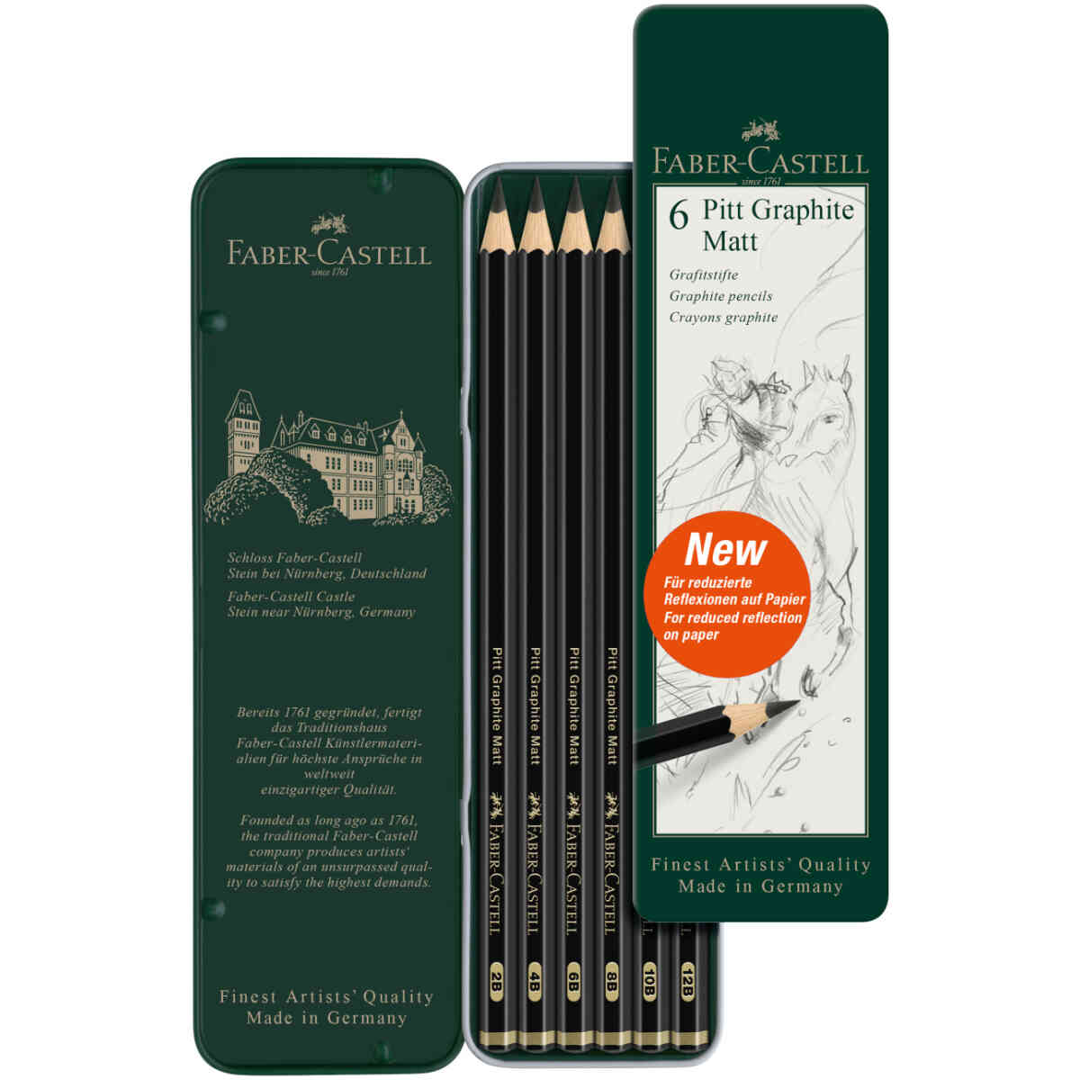 Pitt Graphite Matt pencil, tin of 6