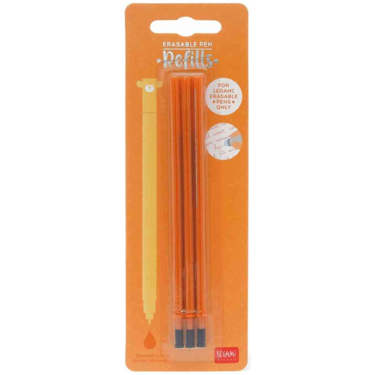 Refills för Erasable gel pens, 3 st., orange