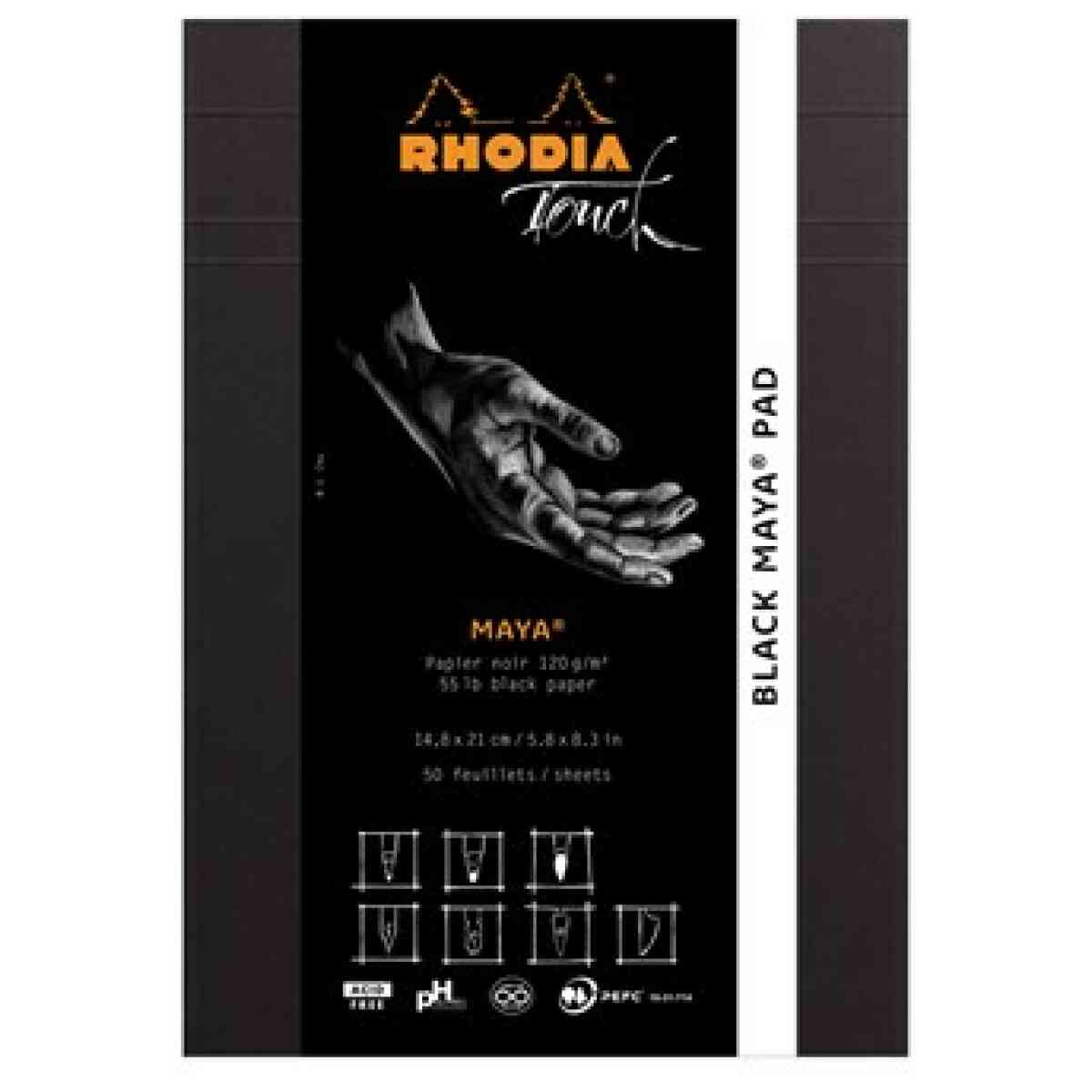 Rhodia Black maya pad A5 50sh Blank 120g