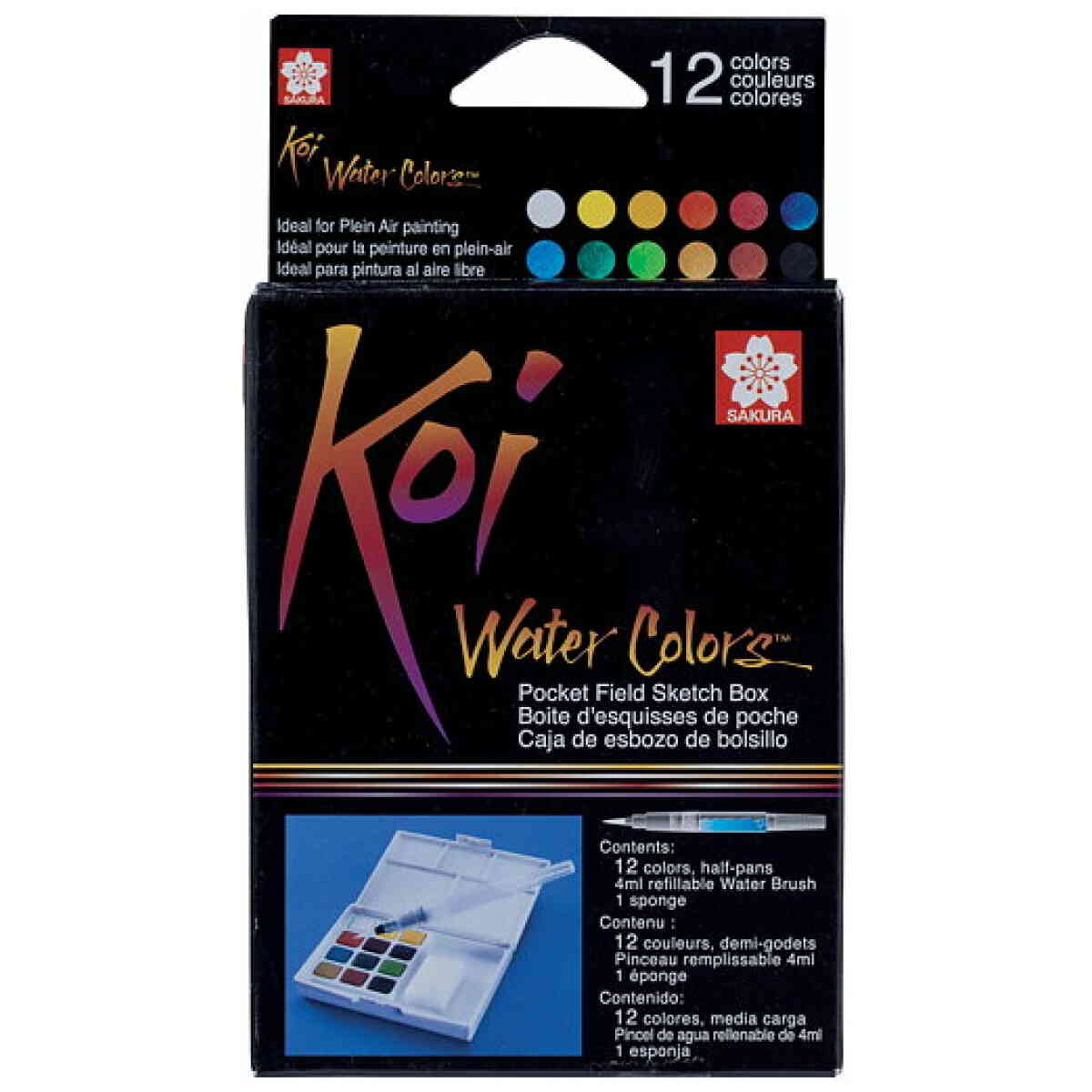 KOI WATER COLORS SKETCH BOX 12 SET