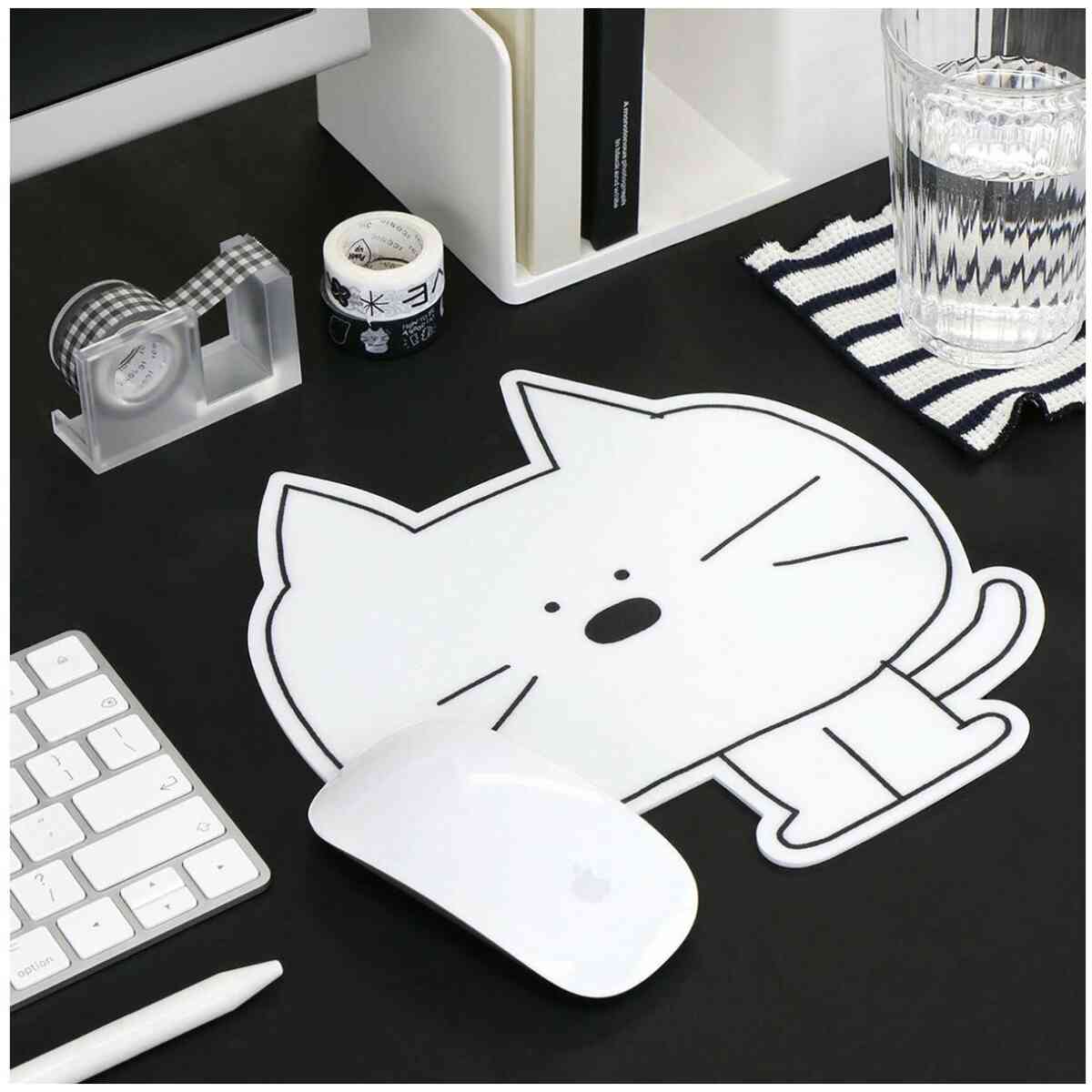 Doodle mouse pad - Monotone 01 White cat