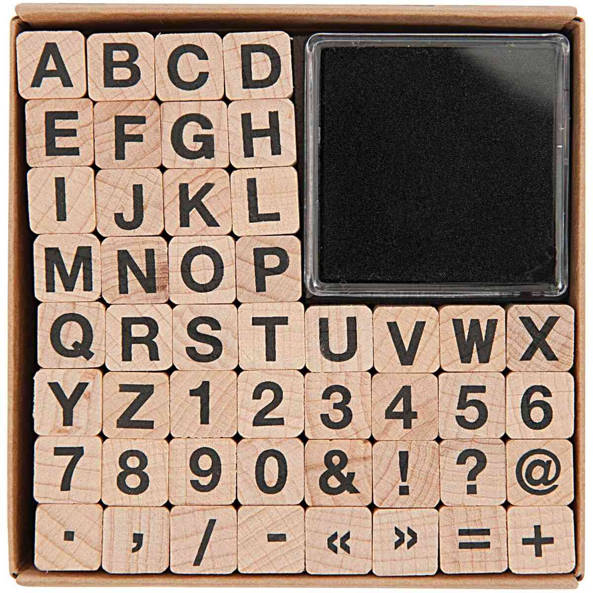 Stamp set ABC AND NUMBERS I 48 STAMPS, 1 X 1 CM