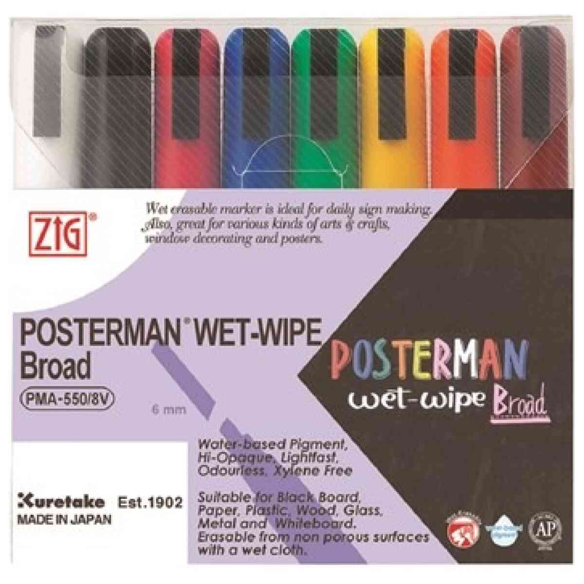 ZIG Posterman Wet-Wipe 6mm 8/etui